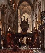 Victor-Jules Genisson Interior of the 'Sint-Salvatorkathedraal' in Bruges oil painting reproduction